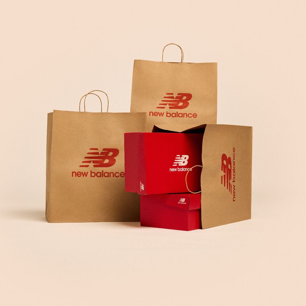 Stack of red NB shoeboxes