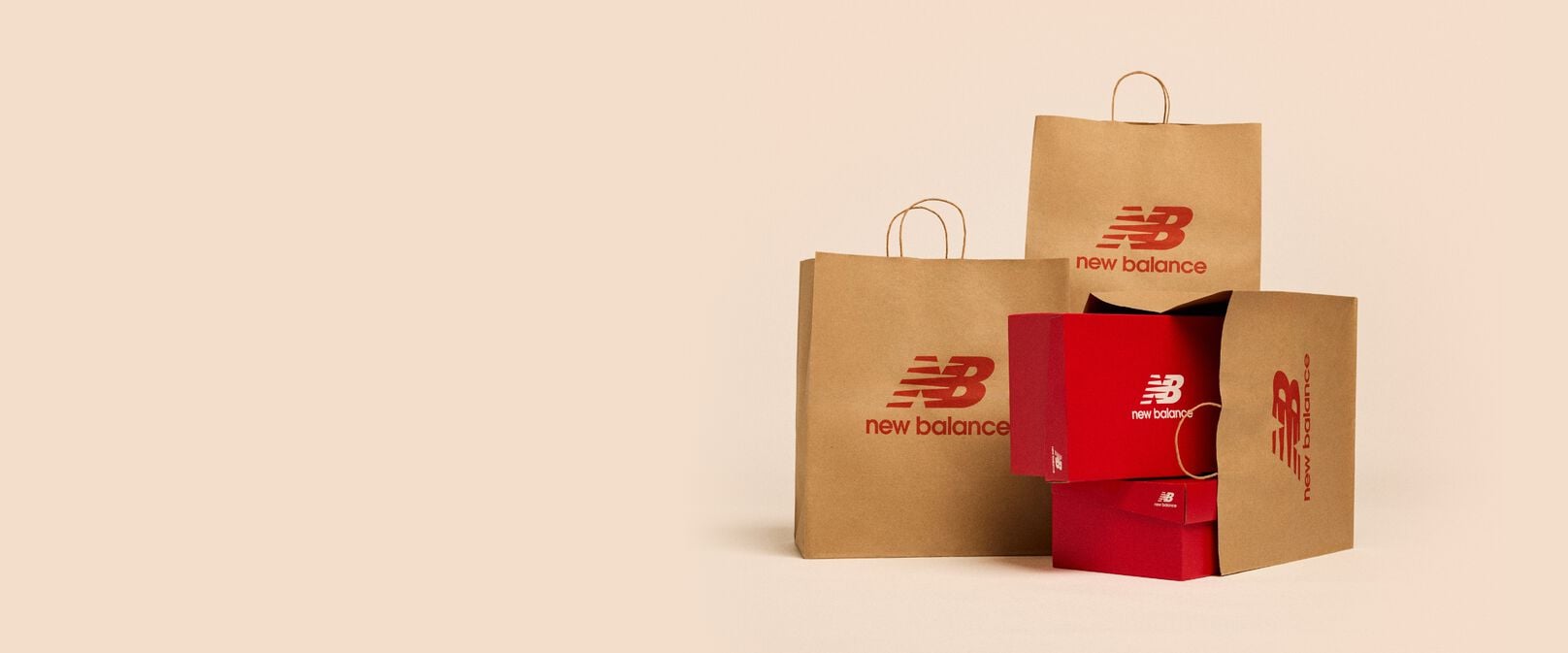 Stack of red NB shoeboxes
